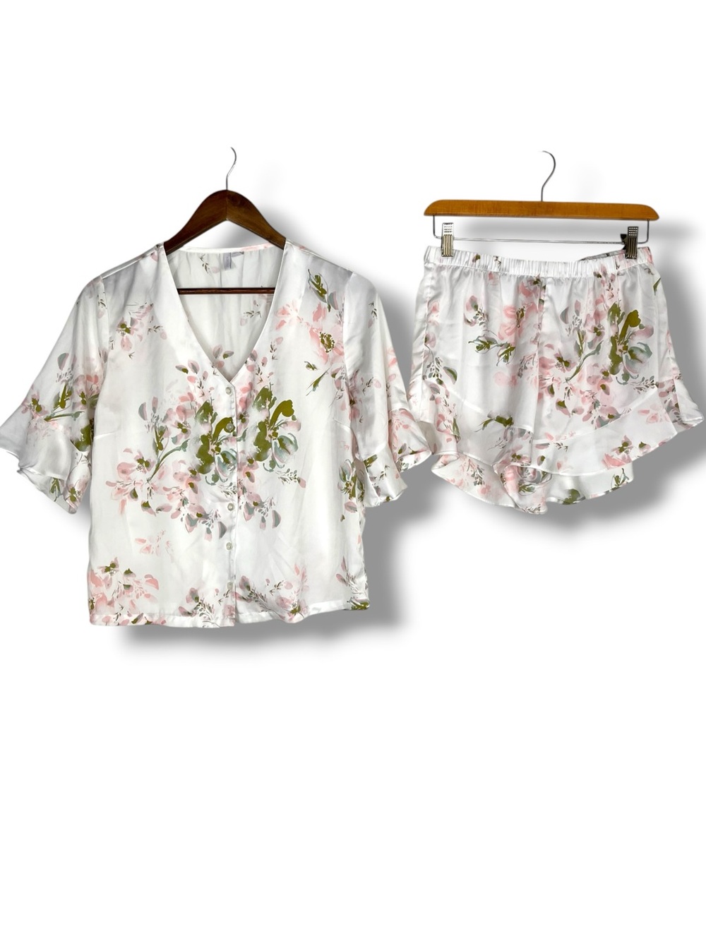 Nordstrom Floral Sleep Set Flutter Sleeve Ruffle Bottom Shorts Small Cottage